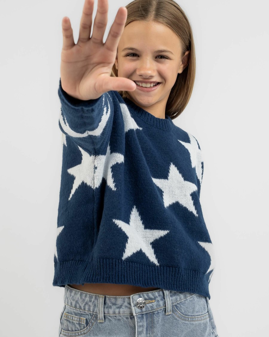 Kids * | Ava And Ever Original Girls' Cowboy Crew Neck Knit Jumper