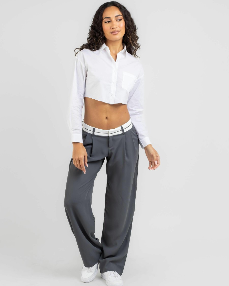 Womens * | Ava And Ever Clearance Sale Out Of Office Cropped Shirt