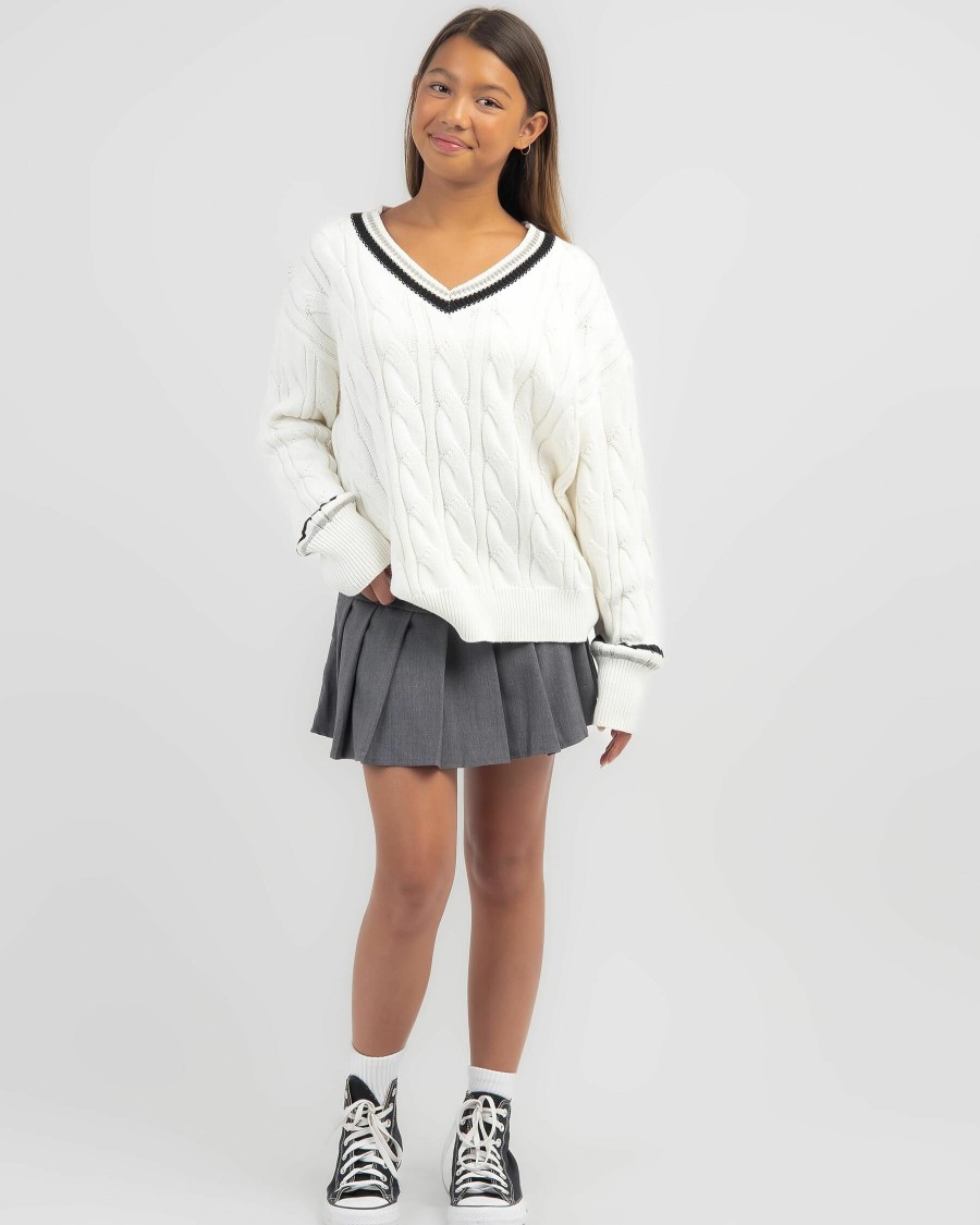 Kids * | Ava And Ever New Arrivals Girls' Ivy League V Neck Knit Jumper