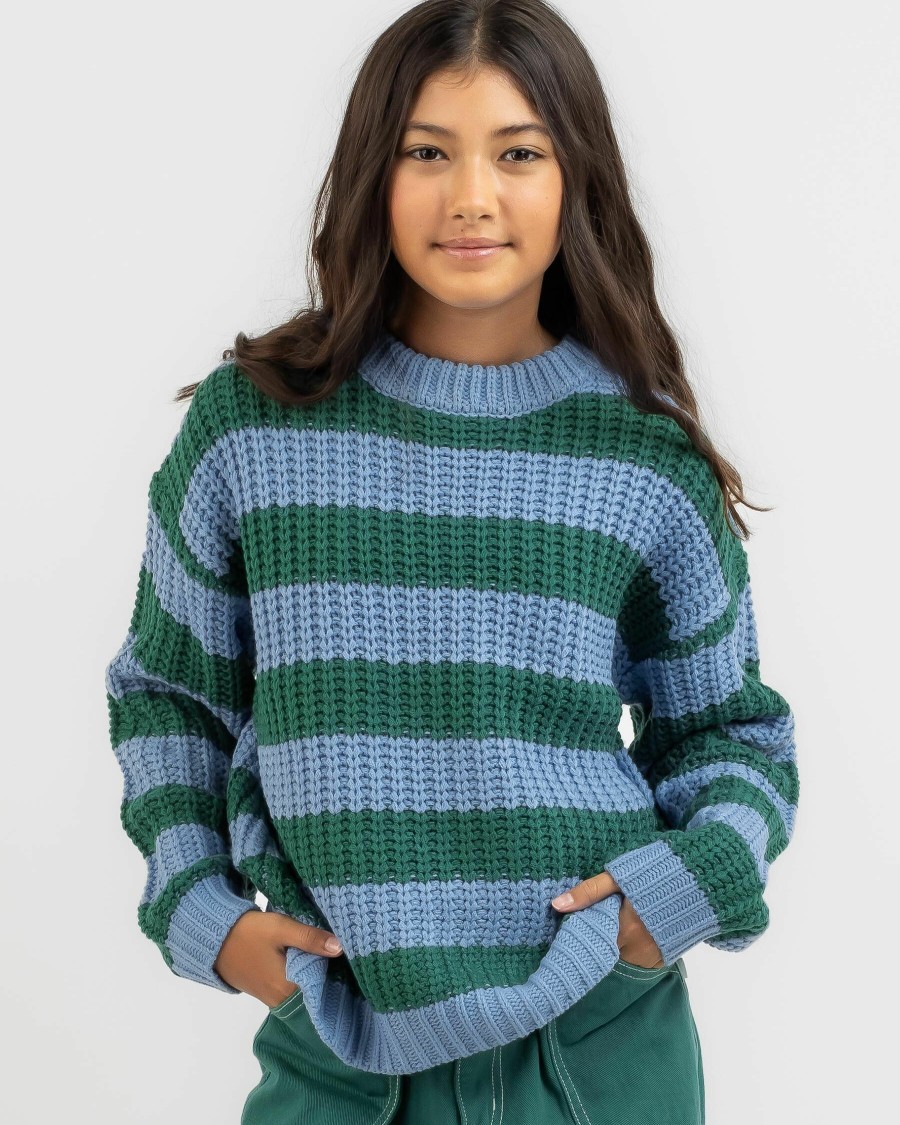 Kids * | Ava And Ever Fashion Girls' Hawk Stripe Crew Neck Knit Jumper