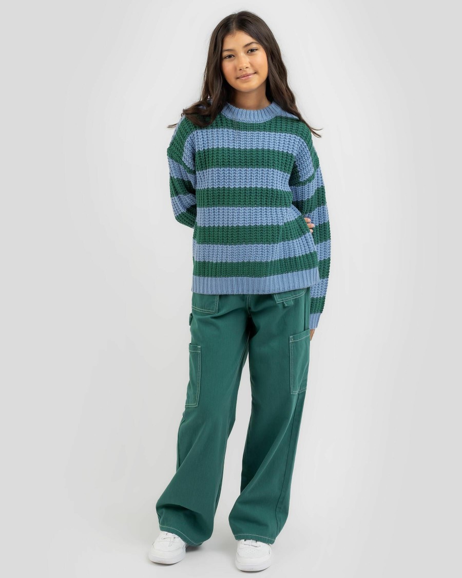 Kids * | Ava And Ever Fashion Girls' Hawk Stripe Crew Neck Knit Jumper