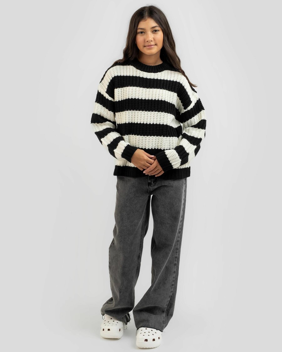 Kids * | Ava And Ever Clearance Sale Girls' Hawk Stripe Crew Neck Knit Jumper